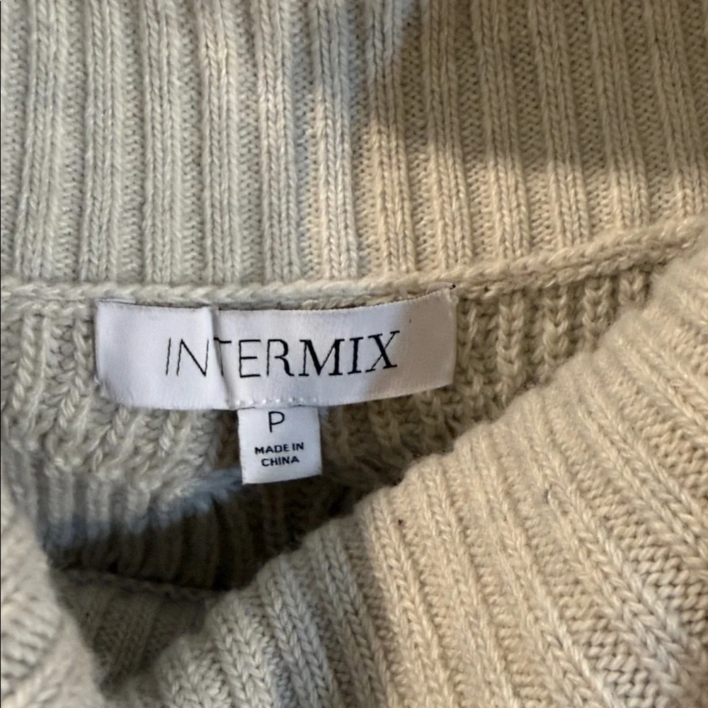 Intermix Off The Shoulder Cream Knit Wool cashmere Blend Chunky Sweater